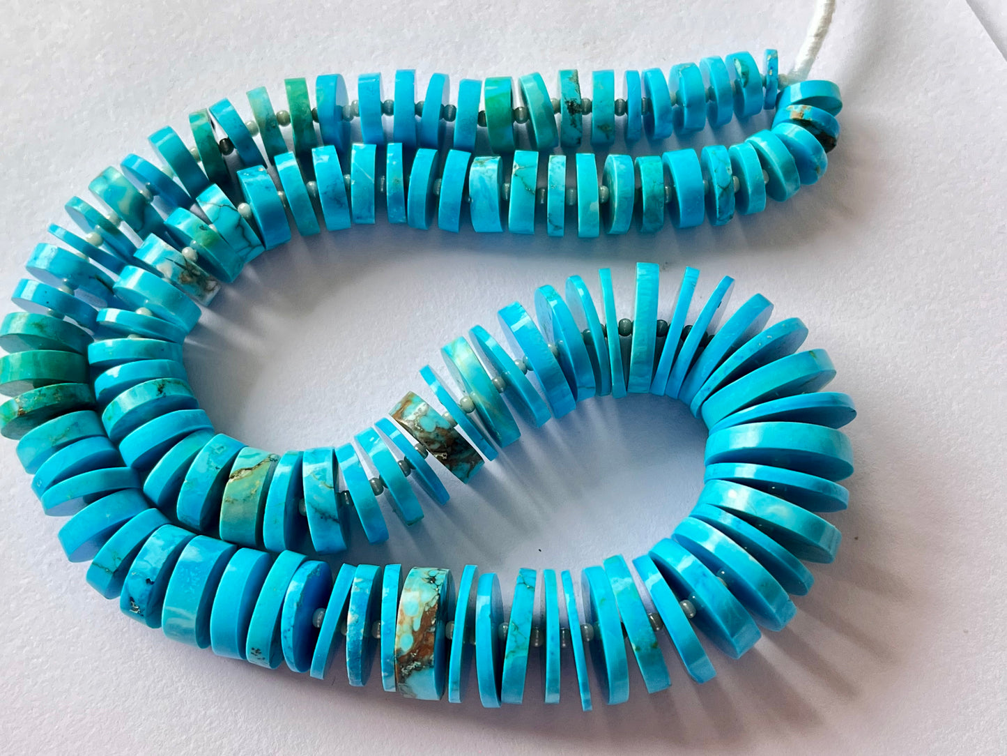 Blue Turquoise Smooth Heishi Tyre Shape Beads