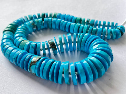 Blue Turquoise Smooth Heishi Tyre Shape Beads