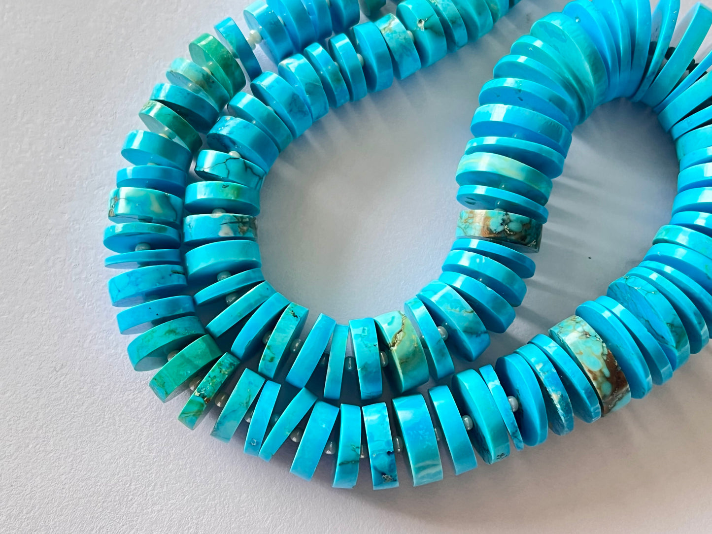 Blue Turquoise Smooth Heishi Tyre Shape Beads