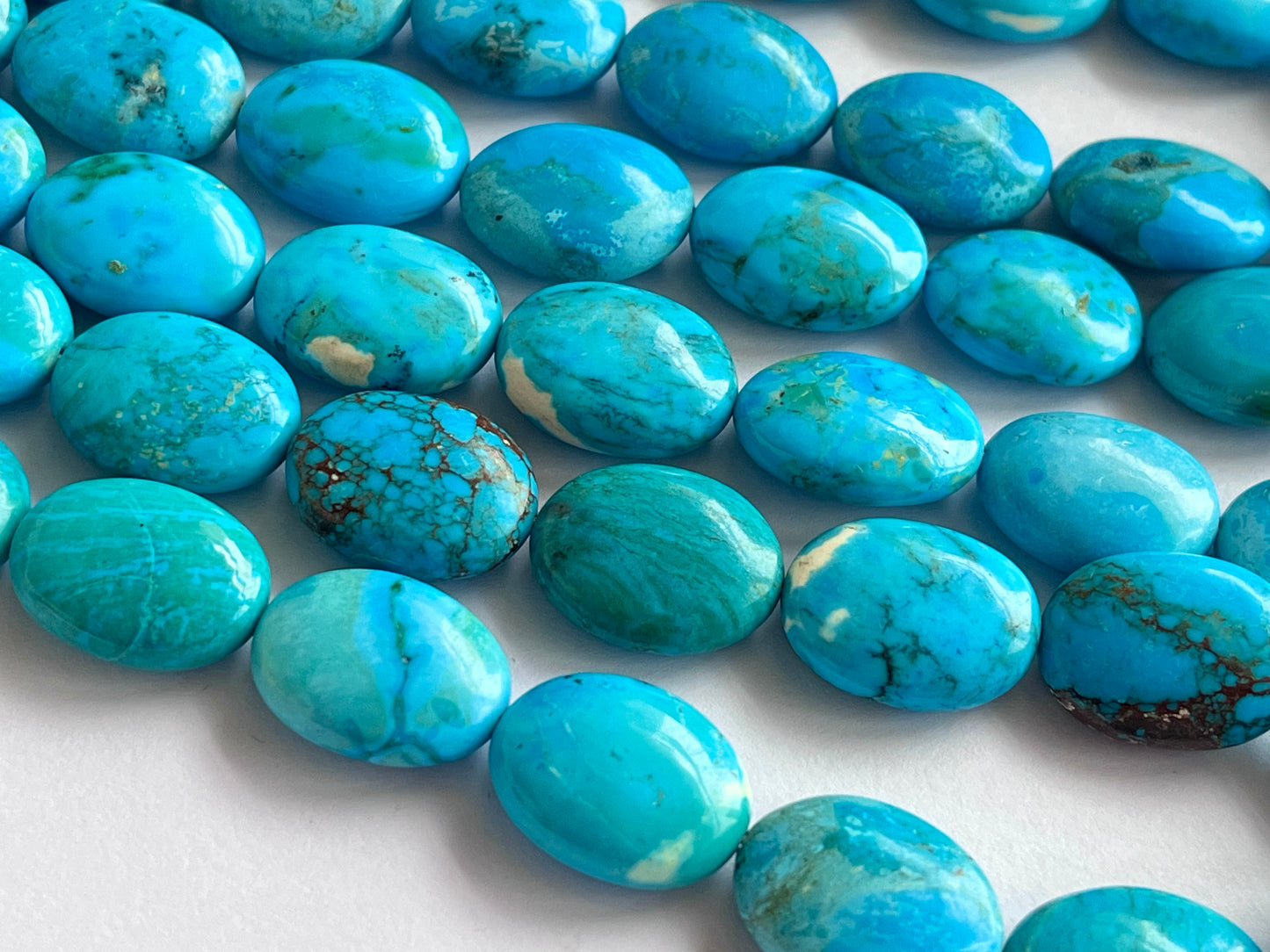 Blue Turquoise Smooth Oval Shape Beads