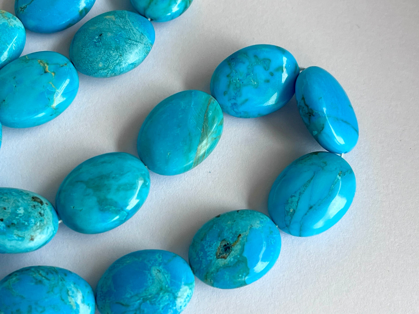 Blue Turquoise Smooth Oval Shape Beads