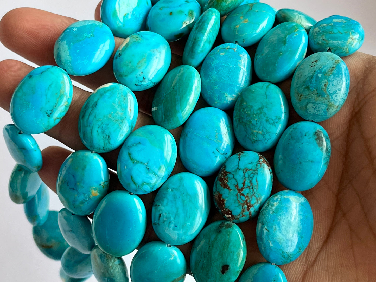 Blue Turquoise Smooth Oval Shape Beads