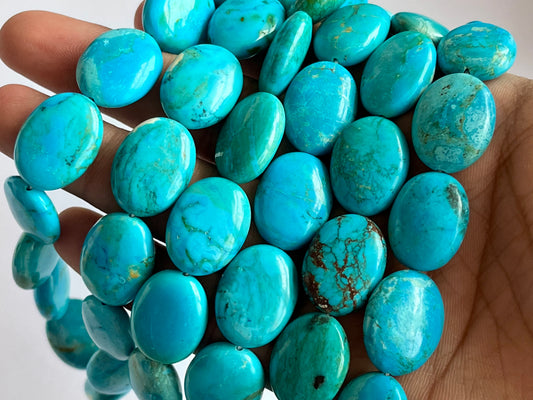 Blue Turquoise Smooth Oval Shape Beads