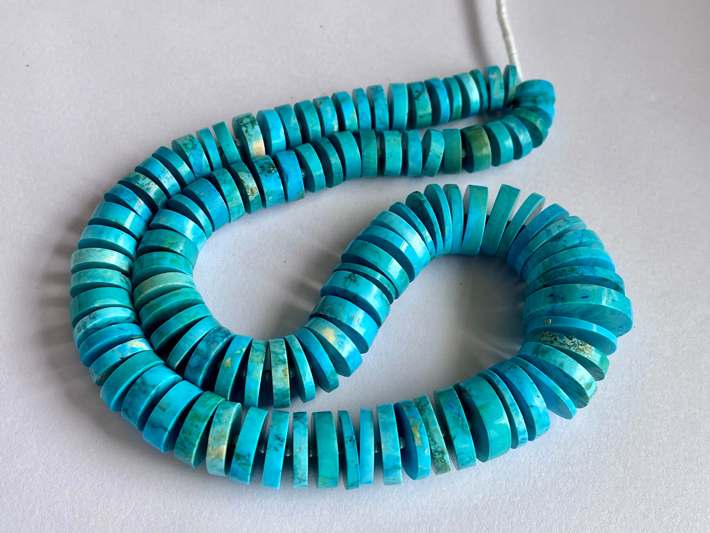 Blue Turquoise Smooth Heishi Tyre Shape Beads