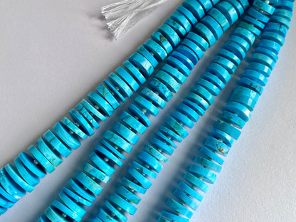 Blue Turquoise Smooth Heishi Tyre Shape Beads