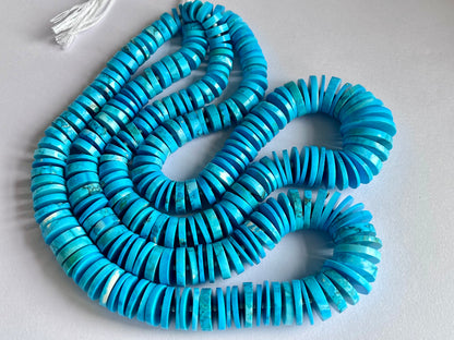 Blue Turquoise Smooth Heishi Tyre Shape Beads