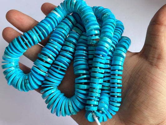Blue Turquoise Smooth Heishi Tyre Shape Beads