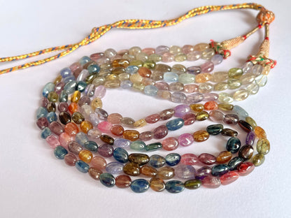 Multi Sapphire Smooth Oval Beads