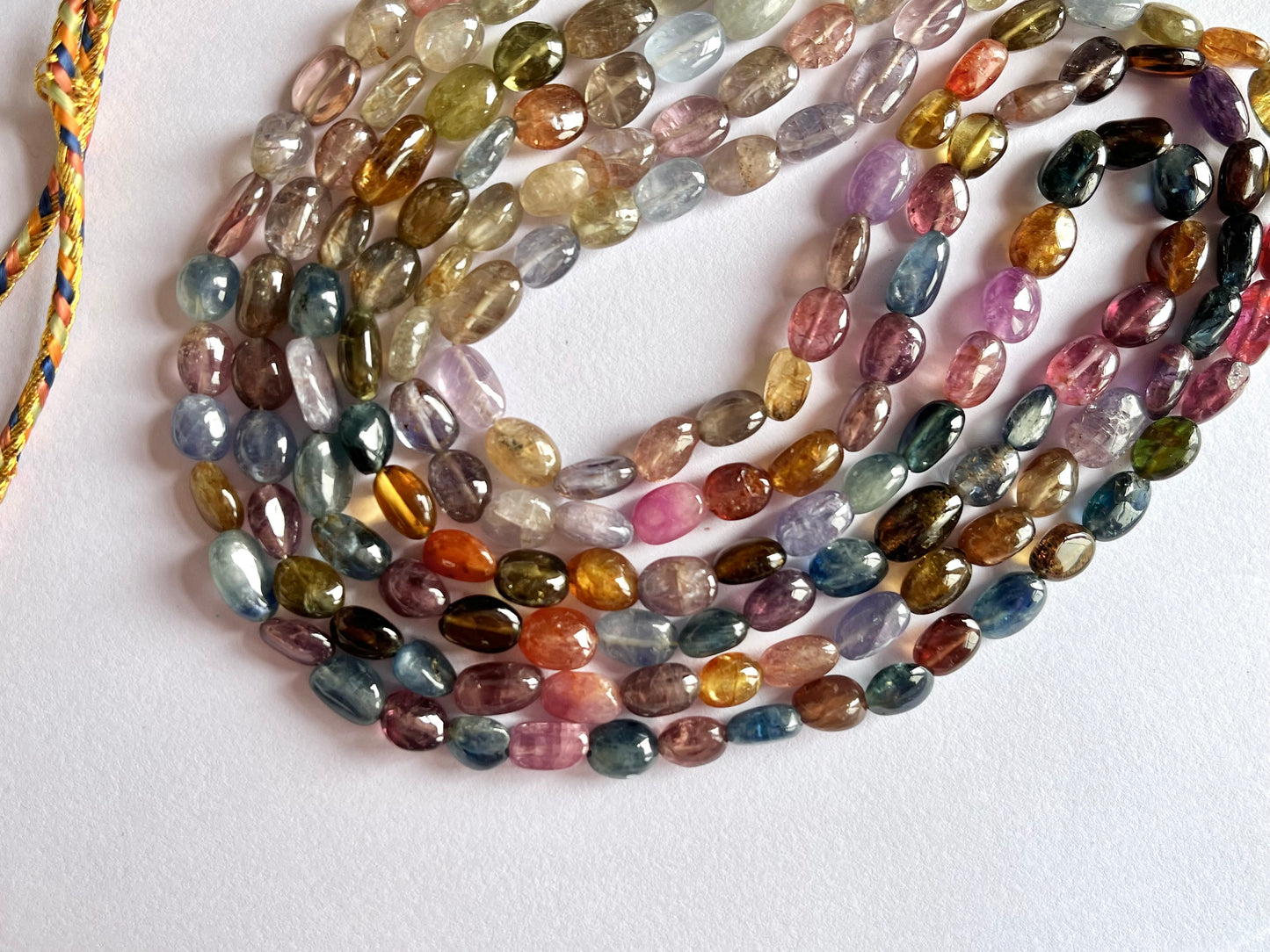 Multi Sapphire Smooth Oval Beads