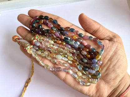 Multi Sapphire Smooth Oval Beads