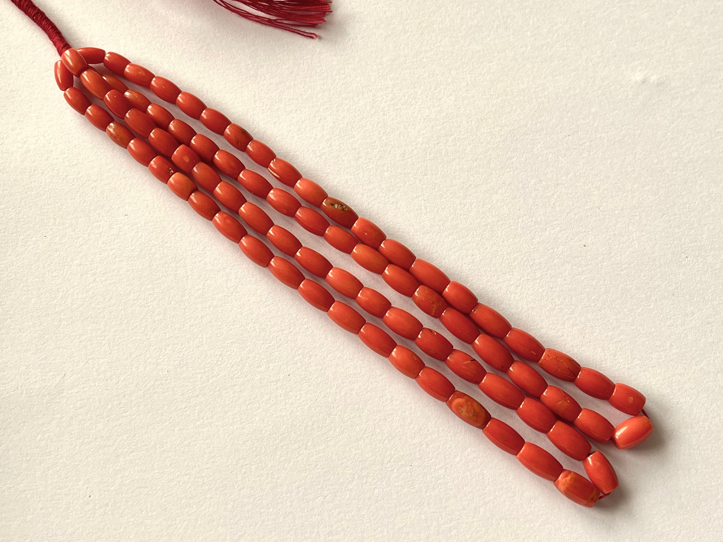 Natural Italian Coral Barrel Shape Beads