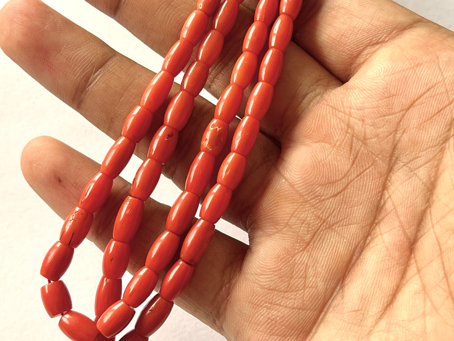 Natural Italian Coral Barrel Shape Beads
