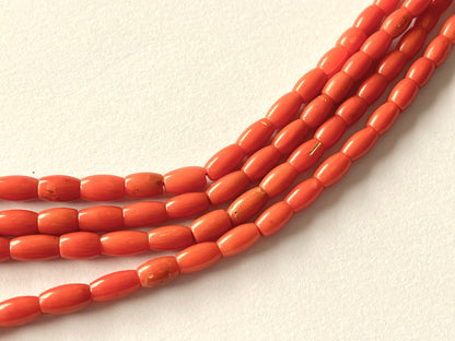 Natural Italian Coral Barrel Shape Beads