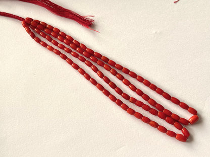 Natural Italian Coral Barrel Shape Beads