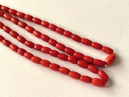 Natural Italian Coral Barrel Shape Beads