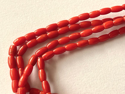 Natural Italian Coral Barrel Shape Beads