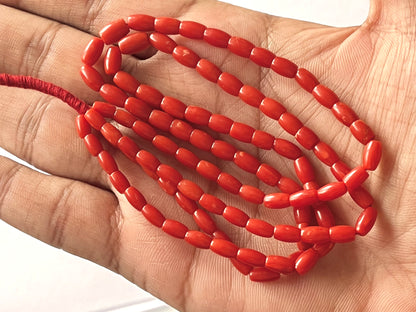 Natural Italian Coral Barrel Shape Beads