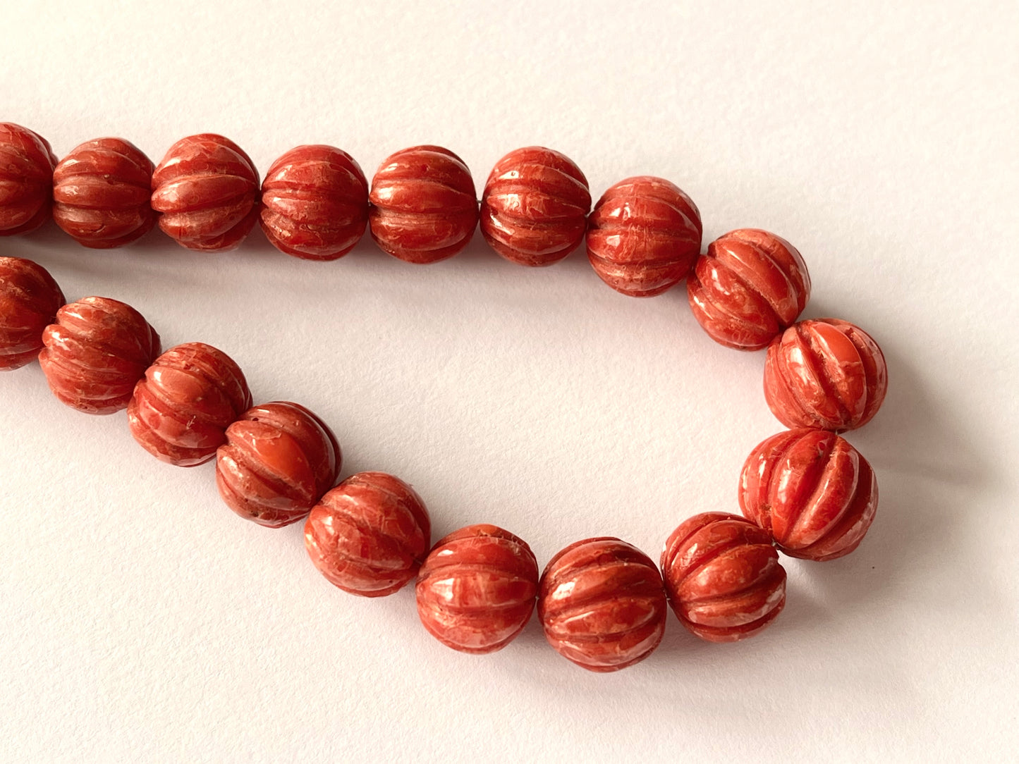 Natural Coral Carved Melons Shape Beads