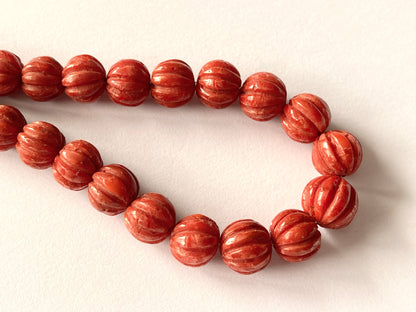 Natural Coral Carved Melons Shape Beads