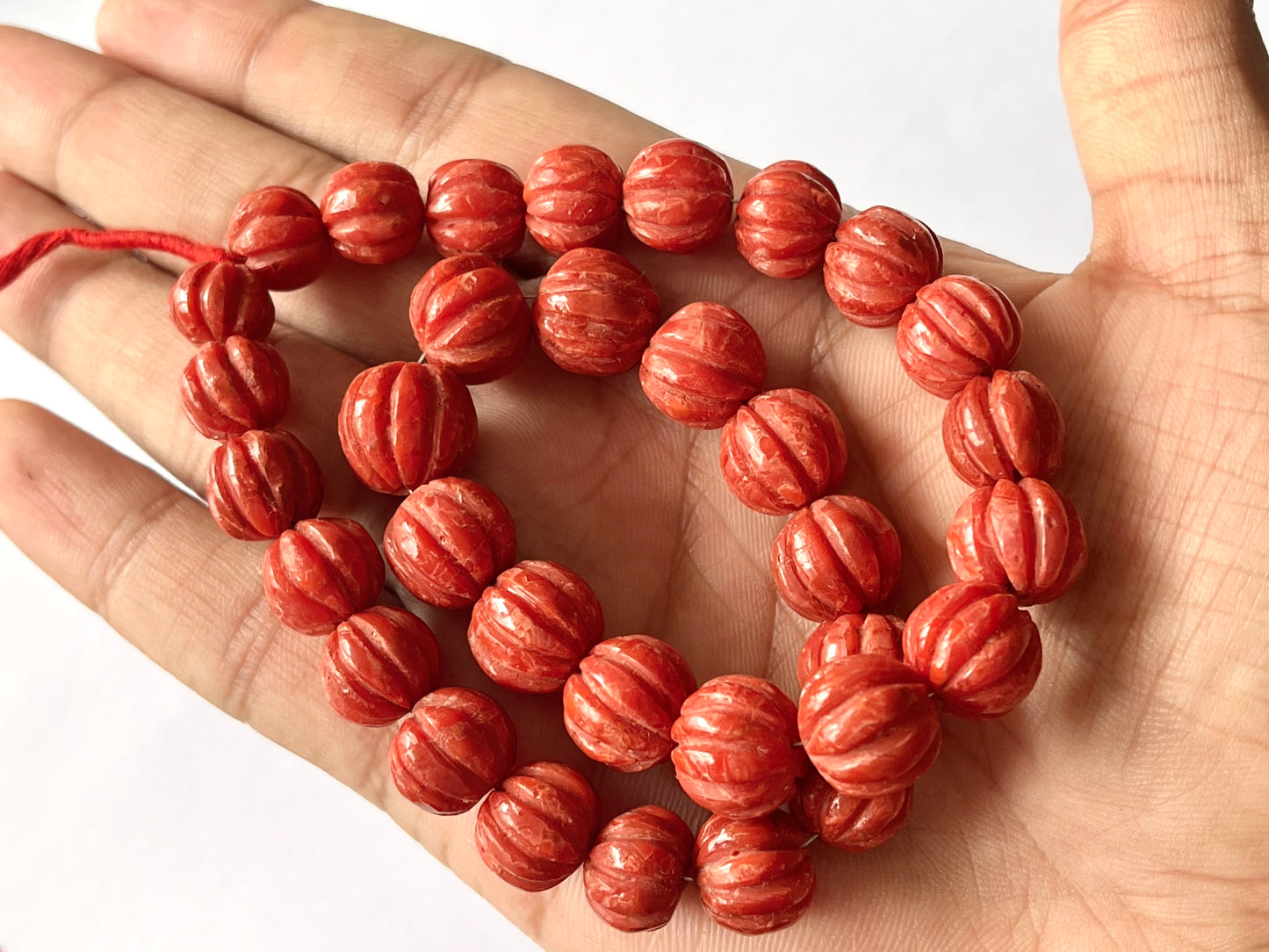 Natural Coral Carved Melons Shape Beads