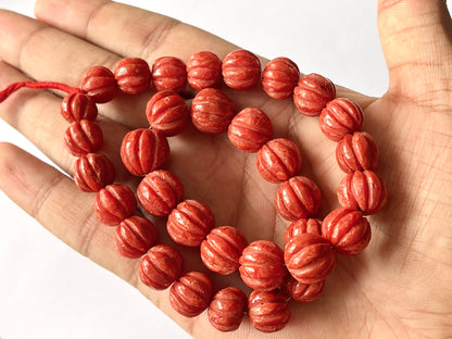 Natural Coral Carved Melons Shape Beads