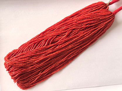 AAA Natural Italian Coral Pipe Shape Beads