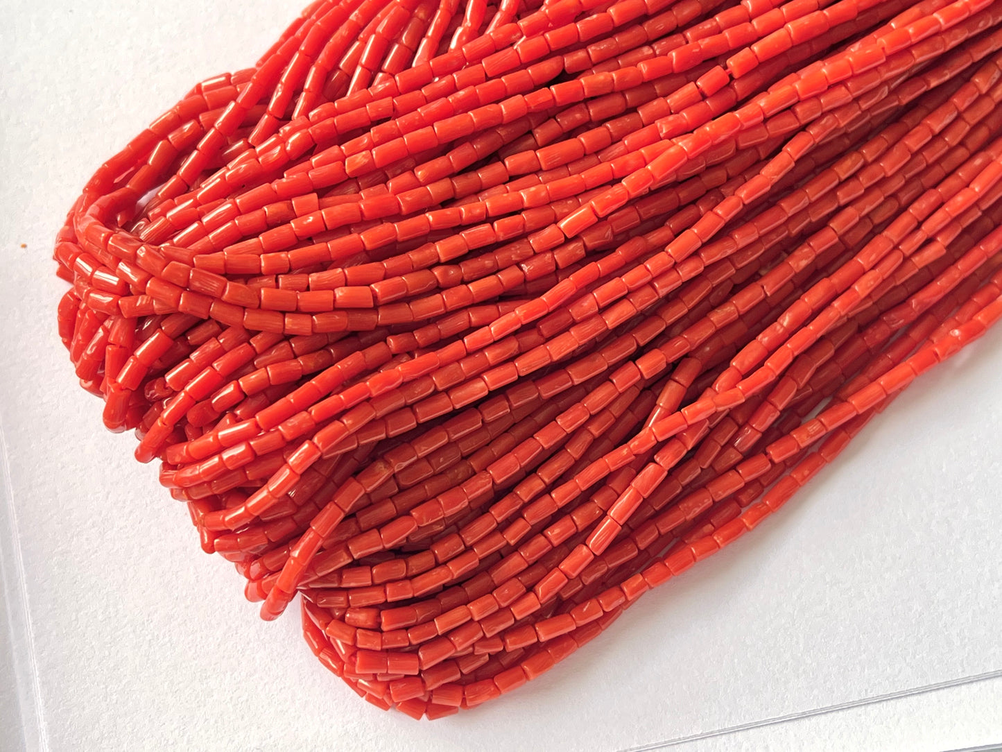 AAA Natural Italian Coral Pipe Shape Beads