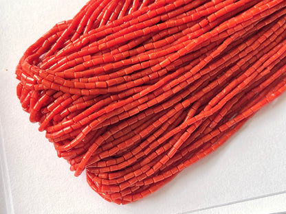 AAA Natural Italian Coral Pipe Shape Beads