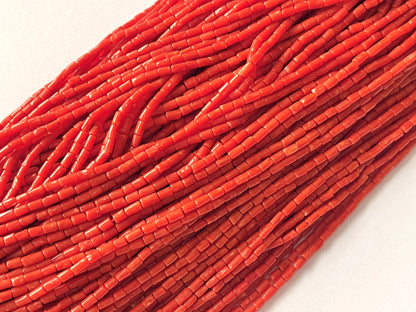 AAA Natural Italian Coral Pipe Shape Beads