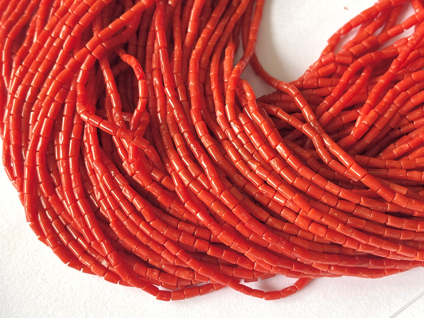 AAA Natural Italian Coral Pipe Shape Beads