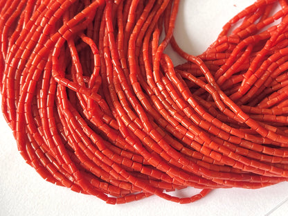 AAA Natural Italian Coral Pipe Shape Beads