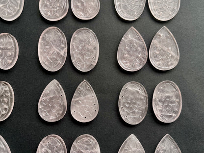 Natural Rose Quartz Carved Pair