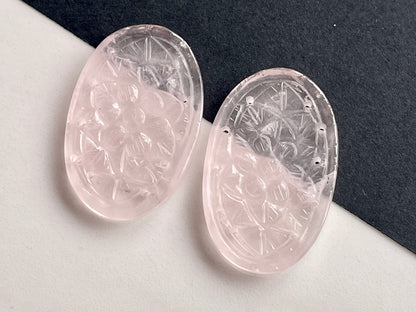 Natural Rose Quartz Carved Pair