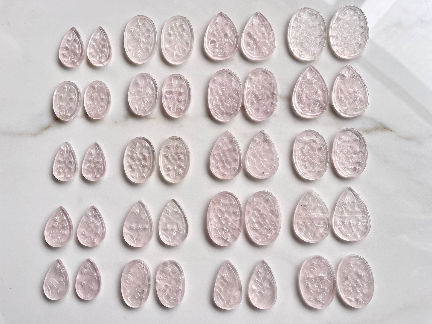 Natural Rose Quartz Carved Pair