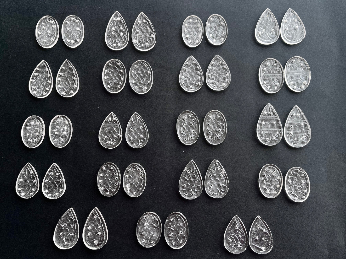 Natural Crystal Quartz Carved Pair