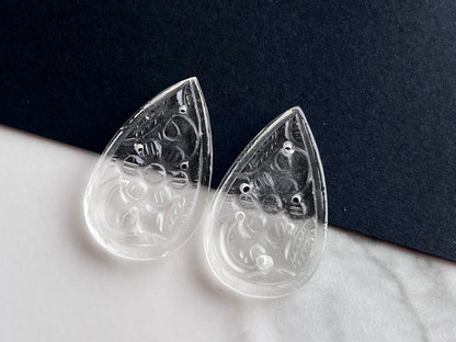 Natural Crystal Quartz Carved Pair
