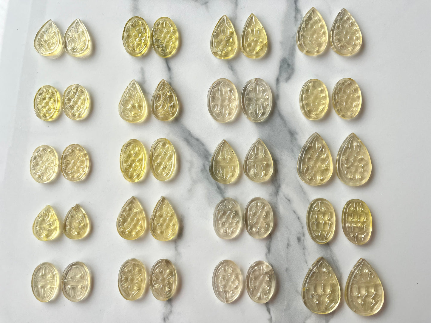 Natural Lemon Quartz Carved Pair