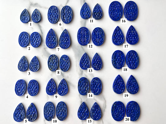 Natural Lapis Lazuli Carved Pair