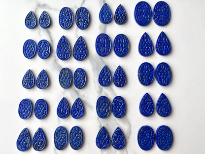 Natural Lapis Lazuli Carved Pair