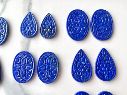 Natural Lapis Lazuli Carved Pair