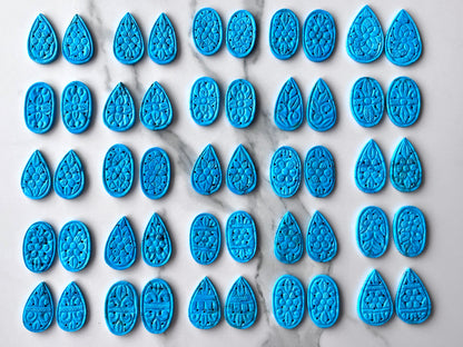 Natural Turquoise  Carved Pair