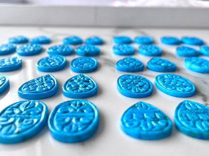 Natural Turquoise  Carved Pair