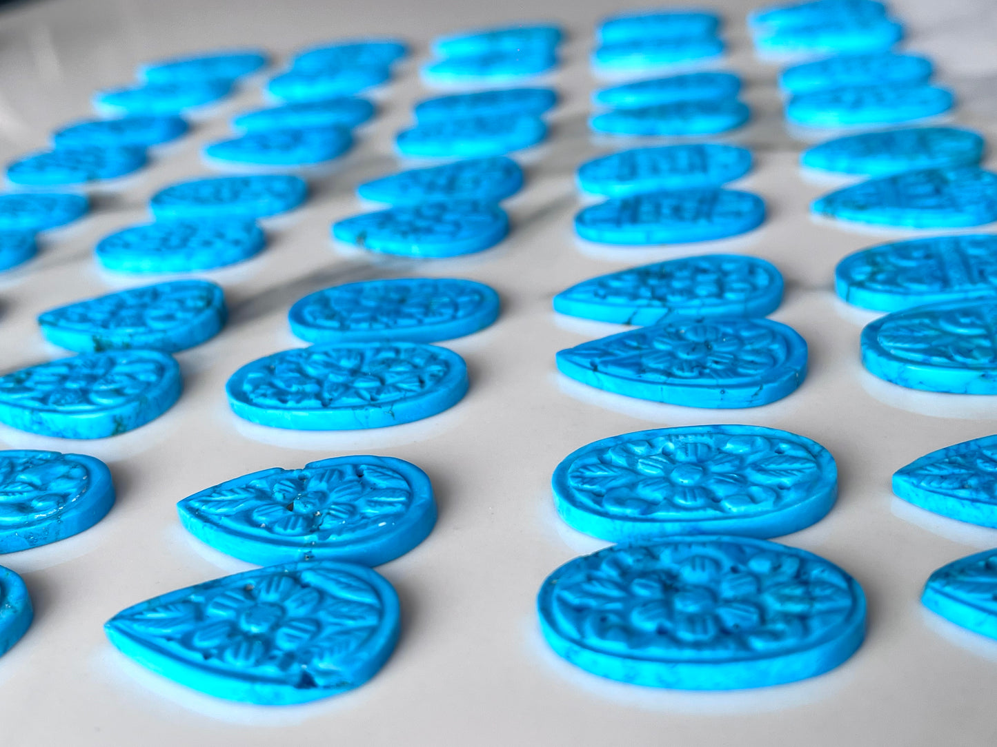 Natural Turquoise  Carved Pair