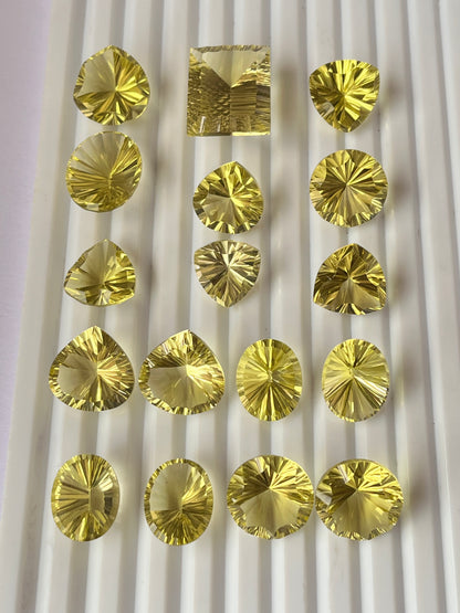 Lemon Green Gold Concave cut loose gemstones