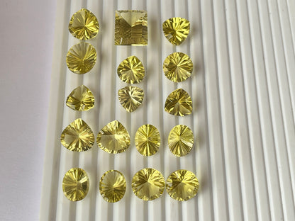 Lemon Green Gold Concave cut loose gemstones