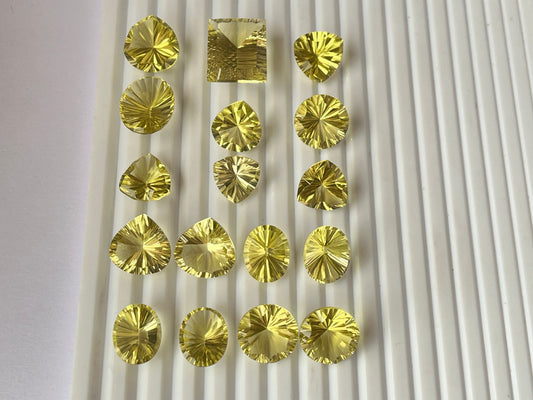 Lemon Green Gold Concave cut loose gemstones