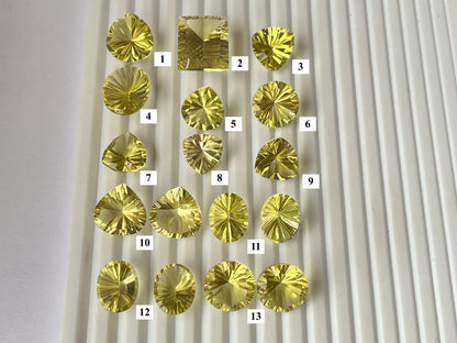 Lemon Green Gold Concave cut loose gemstones