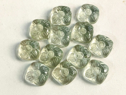 Natural Green Amethyst flower carved Mix shape Cabs