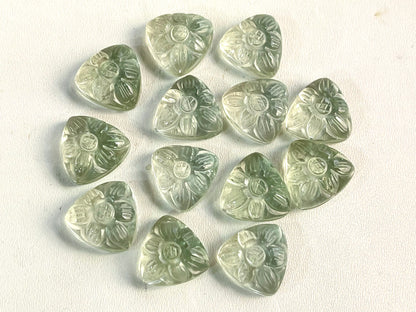 Natural Green Amethyst flower carved Mix shape Cabs