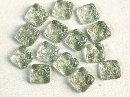 Natural Green Amethyst flower carved Mix shape Cabs